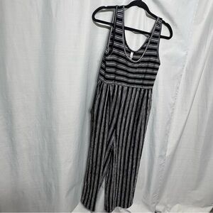 Xhilaration Striped Wide Leg Jumpsuit Black White Sleeveless Boho Casual Large